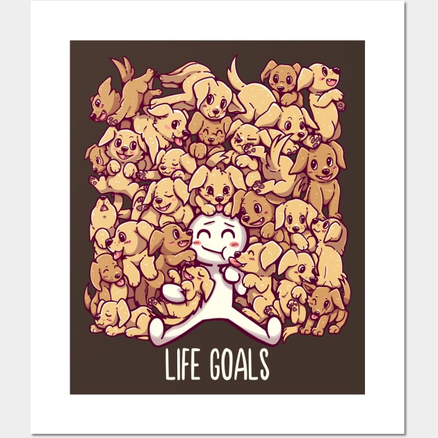 Life Goals - Golden Labrador Retriever dogs Wall Art by TechraNova